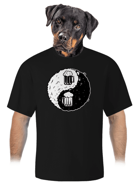 Jin Jang pivo unisex tričko oversized Black