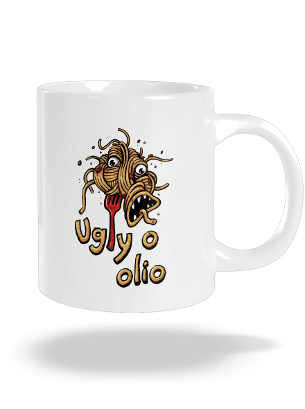 Ugly o olio velký hrnek White