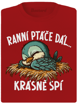Ranní ptáče spí dámské sportovní tričko Red Mal
