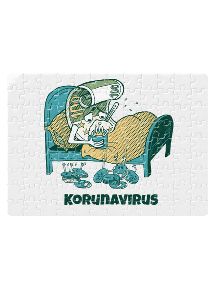 Korunavirus v posteli puzzle White