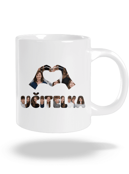 Nápis pro učitele z vlastních fotek velký hrnek White
