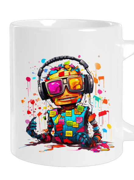 Workaholic robot velký hrnek White