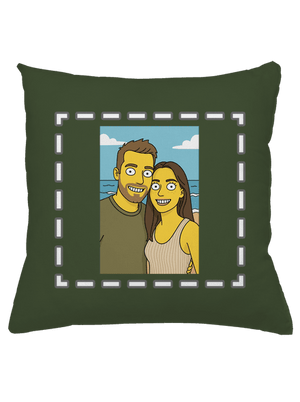 Simpsonovi z vlastní fotky polštář Olive Green