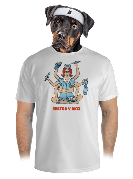 Sestra v akci pánské sportovní tričko White