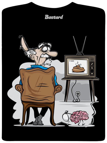 TV News pánské dlouhý rukáv Black