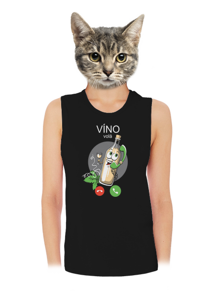 Bílé víno volá dámské tílko volné Black