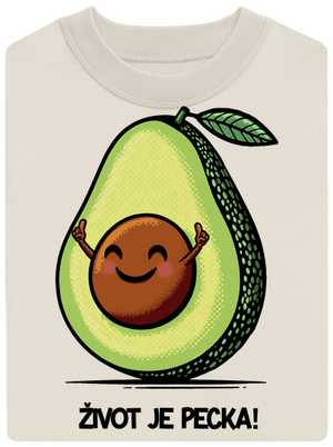 Život je pecka unisex mikina bez kapuce Off White