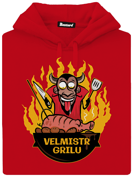 Velmistr grilu pánská mikina klokanka Red