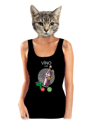 Červené víno volá dámské tílko klasické Black