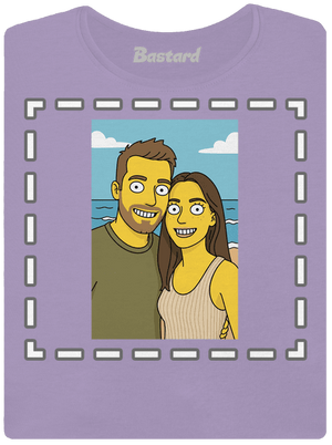 Simpsonovi z vlastní fotky dámské tričko s lemem Lavender