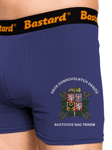 Sbor dobrovolných hasičů s vlastním erbem obce boxerky Blue Navy