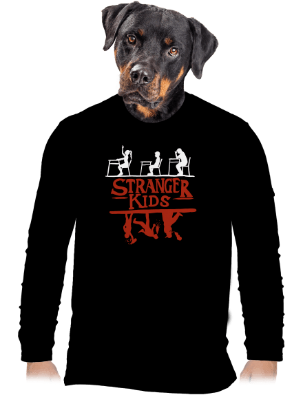 Školní potisk Stranger kids pánské dlouhý rukáv Black