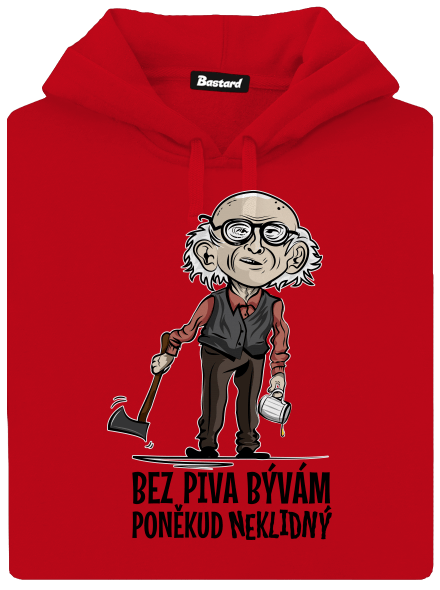 Neklidný bez piva pánská mikina klokanka Red
