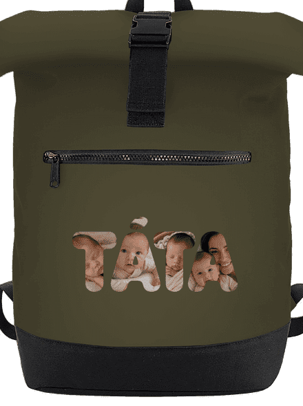 Nápis táta z vlastních fotek batoh Military Green