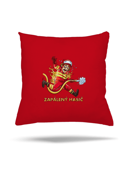 Zapálený hasič a hasička polštář Red