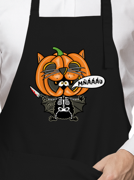 Halloweenská kočička zástěra Black