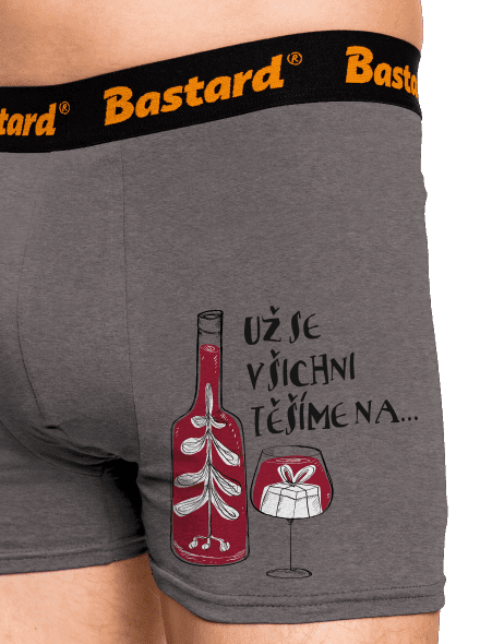 Vánoce ve víně boxerky Gray Melange