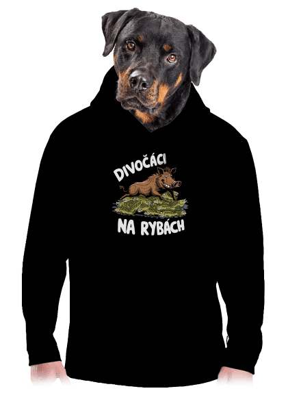 Divočáci na rybách pánská mikina klokanka Black