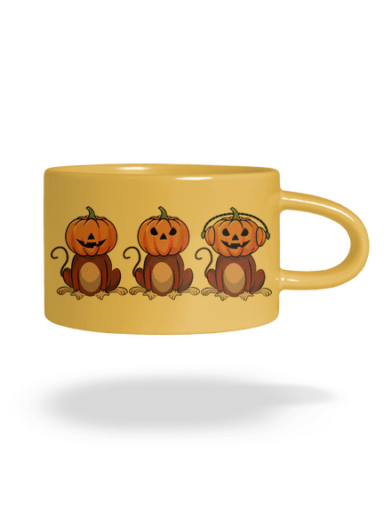 Halloween opičky hrnek makronka Yellow Macaron