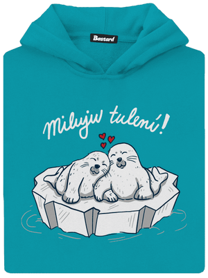 Miluju tulení dětská mikina klokanka Hawaiian Blue