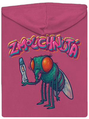 Zmouchnutá dámská mikina na zip Magenta