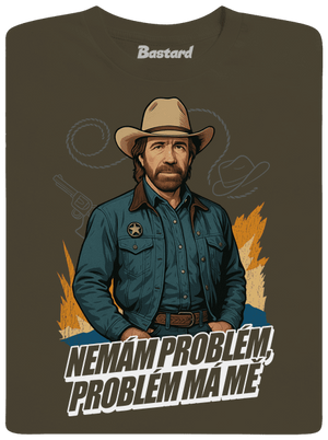 B19: Chuck Norris z Walker, Texas Ranger pánské tričko Urban Khaki