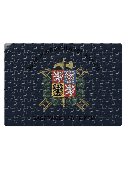Sbor dobrovolných hasičů s vlastním erbem obce puzzle White