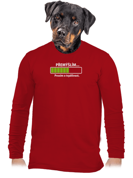 Přemýšlím pánské dlouhý rukáv Red