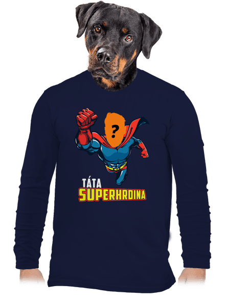 Táta superhrdina pánské dlouhý rukáv Navy