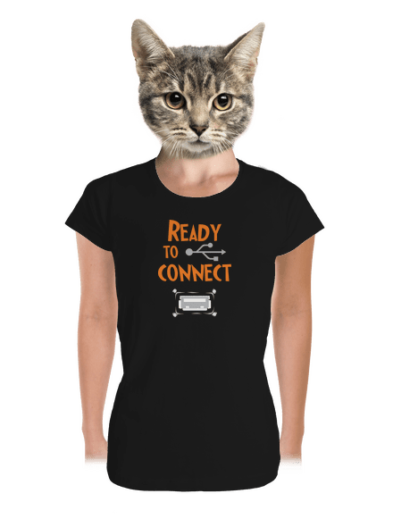 USB připojení dámské tričko premium Black