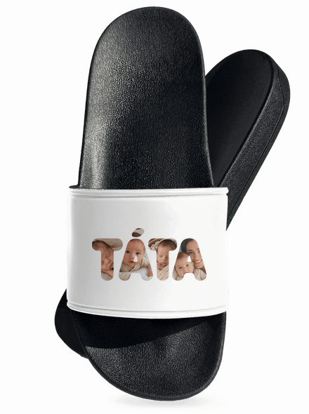 Nápis táta z vlastních fotek pantofle White