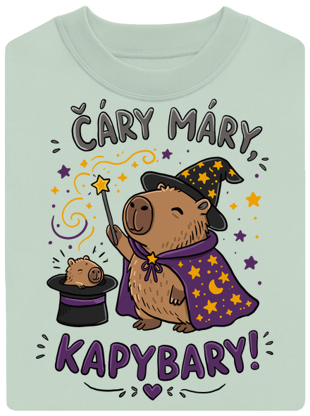 Čáry máry kapybary unisex mikina bez kapuce Blush Mint