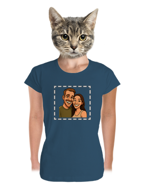Karikatura z vlastní fotky dámské tričko premium Petrol Blue