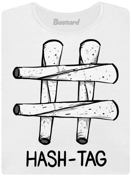 Hash tag dámské tričko s lemem White