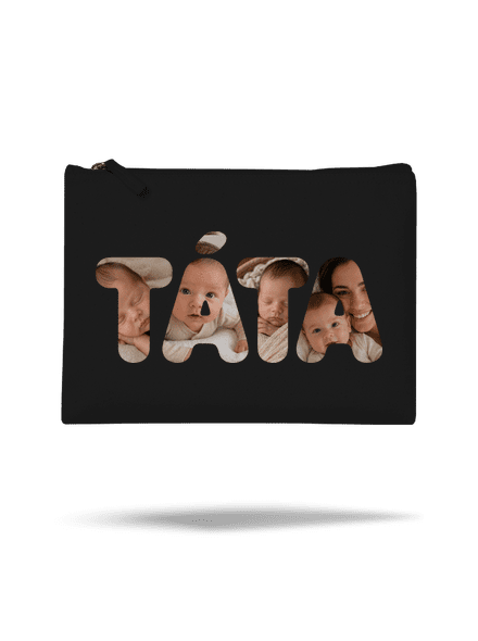 Nápis táta z vlastních fotek taštička Black