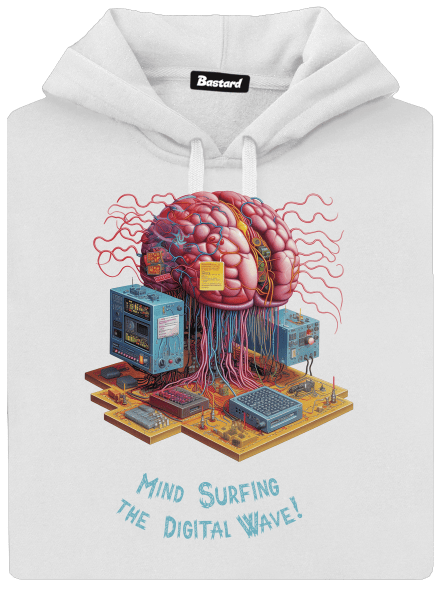 Mind surfing the digital wave dámská mikina klokanka White