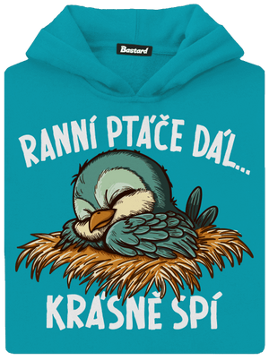Ranní ptáče spí dětská mikina klokanka Hawaiian Blue