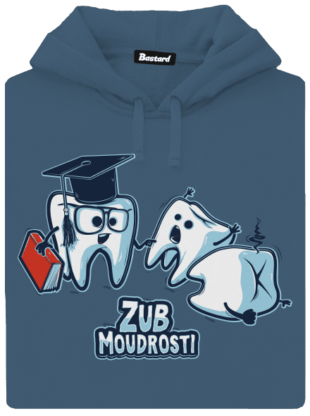 Zub moudrosti dámská mikina klokanka Denim