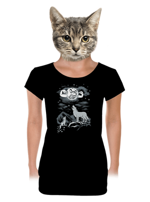 Vlčí árie dámské tričko s lemem Black