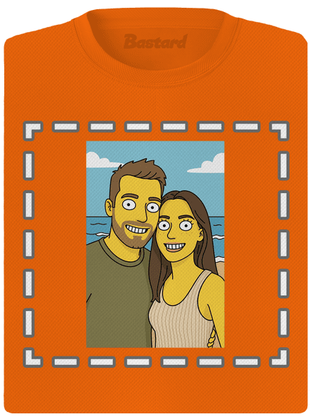 Simpsonovi z vlastní fotky dámské sportovní tričko Neon Orange