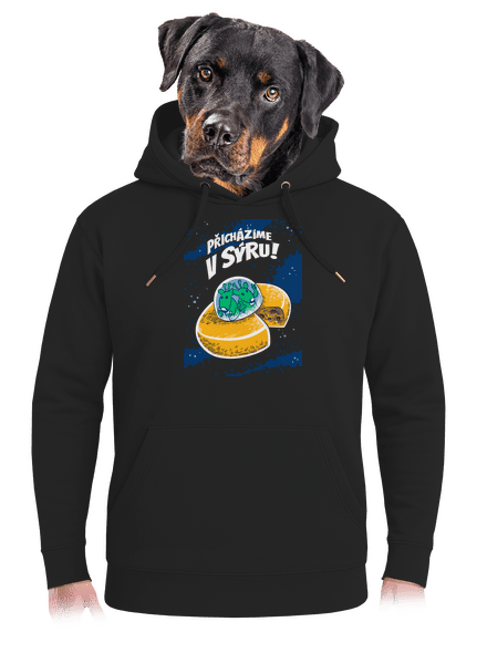 Přicházíme v sýru unisex mikina premium Dark Black