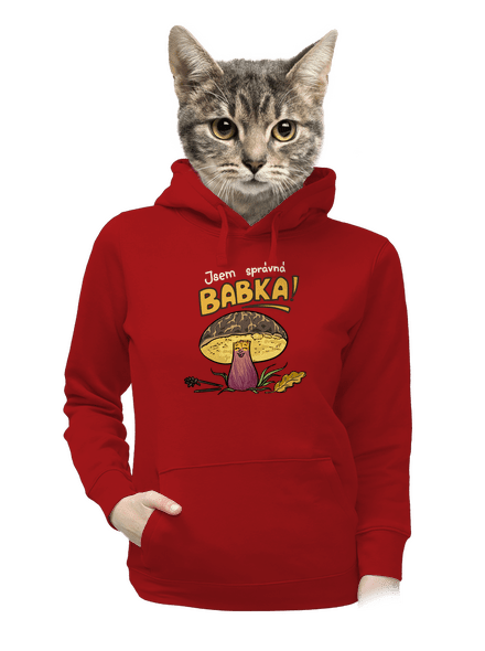 Babka a hříbeček dámská mikina klokanka Red Mal