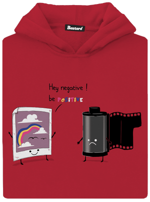 Buď pozitivní dětská mikina klokanka Fire Red