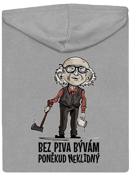 Neklidný bez piva pánská mikina na zip Light Melange