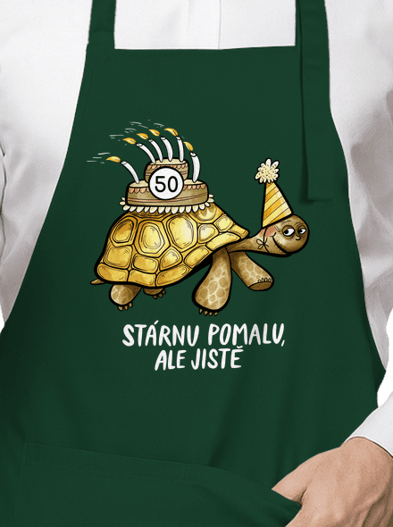 Stárnu pomalu zástěra Bottle Green