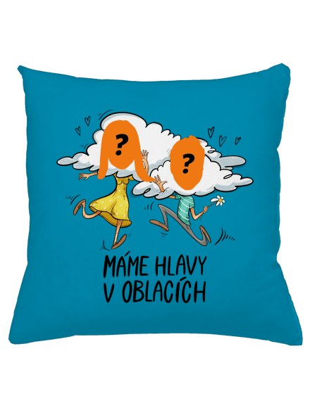 Hlavy v oblacích polštář Blue Turquoise