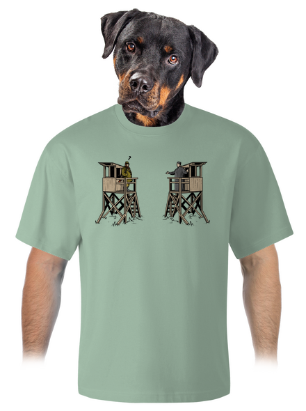 Myslivec a kazatelna unisex tričko oversized Sage