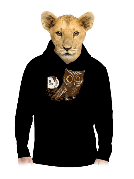 Sova na kofeinu dětská mikina klokanka Black