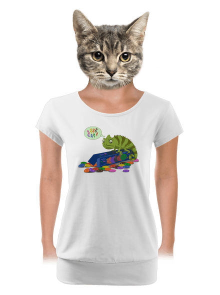 Zmatený chameleon dámské tričko s lemem White