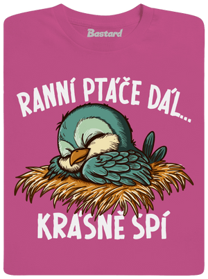 Ranní ptáče spí dětské tričko Fuchsia